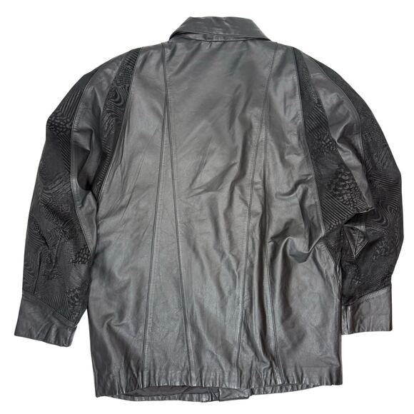 Vintage Fashion Attitudes Oversized Black Leather Jacket Women’s Large - Picture 4 of 10